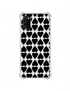 Coque Samsung Galaxy A41 Coeurs Heart Noir Transparente -...