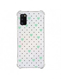 Coque Samsung Galaxy A41 Point Coeur Mint Bleu Vert Pin...