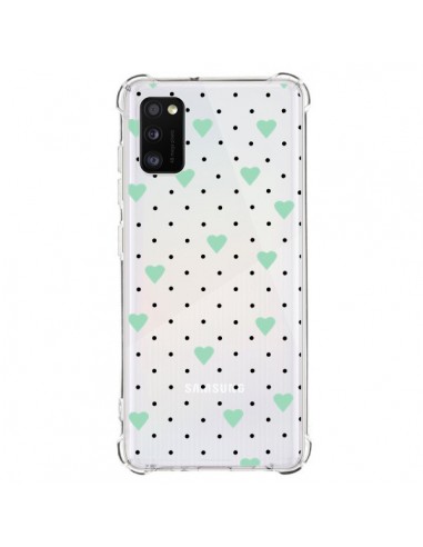 Coque Samsung Galaxy A41 Point Coeur Mint Bleu Vert Pin Point Heart Transparente - Project M