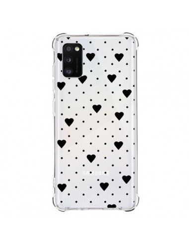 Coque Samsung Galaxy A41 Point Coeur Noir Pin Point Heart Transparente - Project M