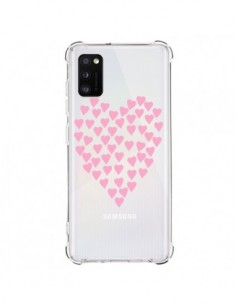 Coque Samsung Galaxy A41 Coeurs Heart Love Rose Pink...