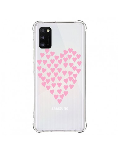 Coque Samsung Galaxy A41 Coeurs Heart Love Rose Pink Transparente - Project M