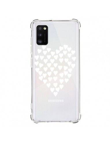 Coque Samsung Galaxy A41 Coeurs Heart Love Blanc Transparente - Project M