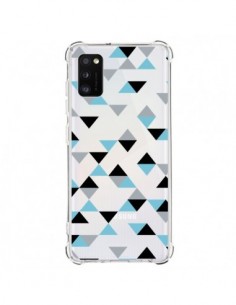 Coque Samsung Galaxy A41 Triangles Ice Blue Bleu Noir...