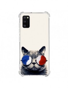 Coque Samsung Galaxy A41 Chat à lunettes françaises -...