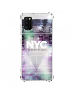 Coque Samsung Galaxy A41 I Love New York City Violet Vert...