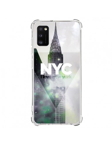 Coque Samsung Galaxy A41 I Love New York City Gris Violet Vert - Javier Martinez