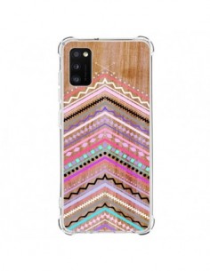 Coque Samsung Galaxy A41 Purple Chevron Wild Wood Bois...