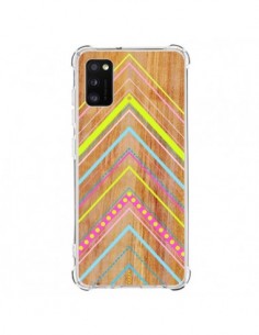 Coque Samsung Galaxy A41 Wooden Chevron Pink Bois Azteque...