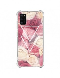 Coque Samsung Galaxy A41 Roses Triangles Fleurs -...