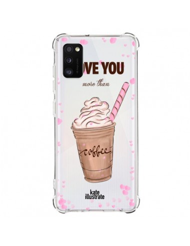 Coque Samsung Galaxy A41 I love you More Than Coffee Glace Amour Transparente - kateillustrate