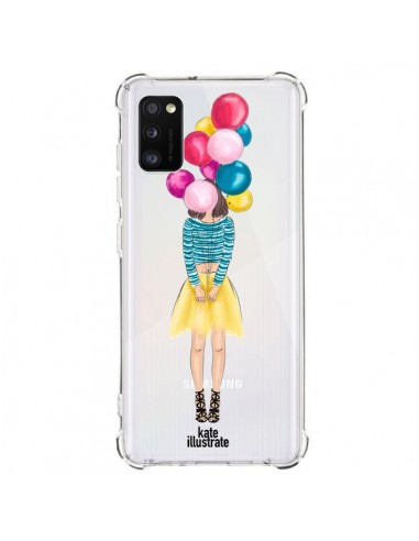 Coque Samsung Galaxy A41 Girls Balloons Ballons Fille Transparente - kateillustrate