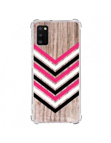 Coque Samsung Galaxy A41 Tribal Aztèque Bois Wood Flèche Rose Blanc Noir - Laetitia