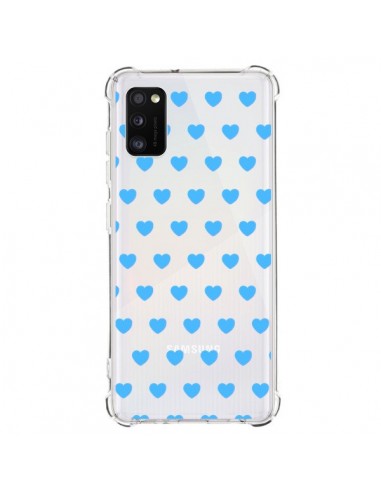 Coque Samsung Galaxy A41 Coeur Heart Love Amour Bleu Transparente - Laetitia
