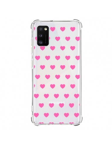 Coque Samsung Galaxy A41 Coeur Heart Love Amour Rose Transparente - Laetitia