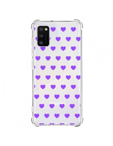 Coque Samsung Galaxy A41 Coeur Heart Love Amour Violet Transparente - Laetitia