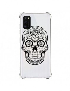 Coque Samsung Galaxy A41 Tête de Mort Mexicaine Noir...