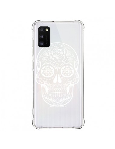 Coque Samsung Galaxy A41 Tête de Mort Mexicaine Blanche Transparente - Laetitia