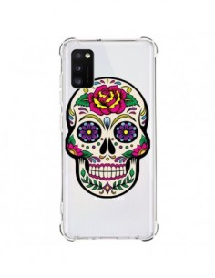 Coque Samsung Galaxy A41 Tête de Mort Mexicaine Fleurs...