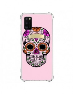 Coque Samsung Galaxy A41 Tête de Mort Mexicaine Rose...