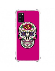 Coque Samsung Galaxy A41 Tête de Mort Mexicaine Rose...
