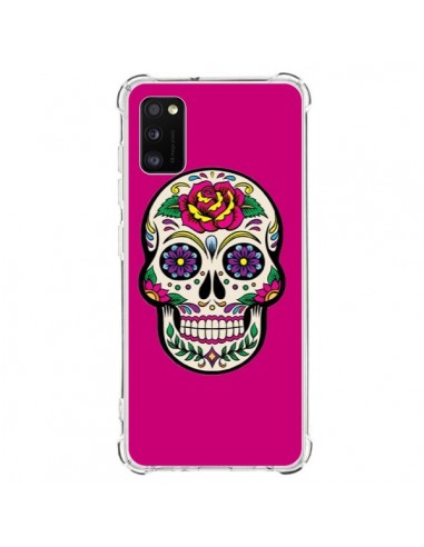Coque Samsung Galaxy A41 Tête de Mort Mexicaine Rose Fushia - Laetitia