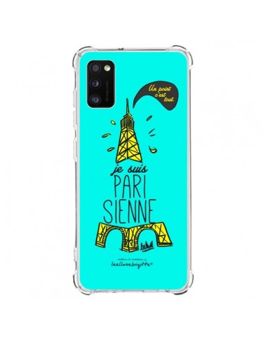Coque Samsung Galaxy A41 Je suis Parisienne La Tour Eiffel Bleu - Leellouebrigitte
