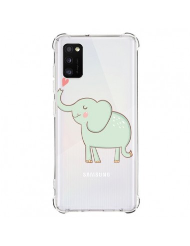 Coque Samsung Galaxy A41 Elephant Elefant Animal Coeur Love  Transparente - Petit Griffin