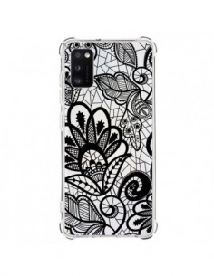 Coque Samsung Galaxy A41 Lace Fleur Flower Noir...