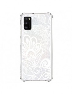 Coque Samsung Galaxy A41 Lace Fleur Flower Blanc...