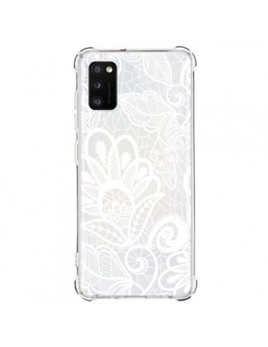 Coque Samsung Galaxy A41 Lace Fleur Flower Blanc Transparente - Petit Griffin