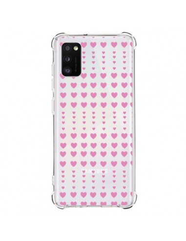 Coque Samsung Galaxy A41 Coeurs Heart Love Amour Rose Transparente - Petit Griffin