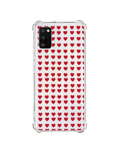 Coque Samsung Galaxy A41 Coeurs Heart Love Amour Red Transparente - Petit Griffin