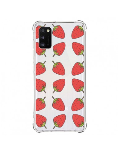 Coque Samsung Galaxy A41 Fraise Fruit Strawberry Transparente - Petit Griffin
