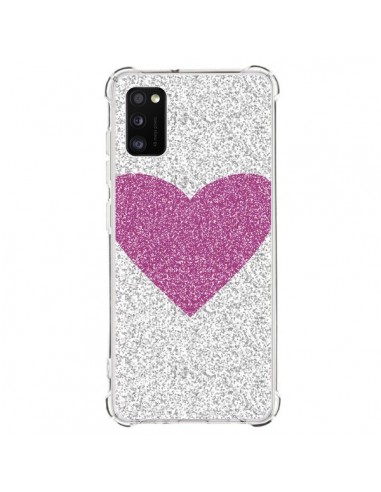 Coque Samsung Galaxy A41 Coeur Rose Argent Love - Mary Nesrala