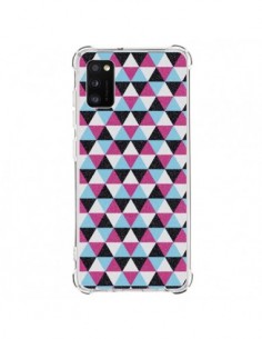 Coque Samsung Galaxy A41 Azteque Triangles Rose Bleu Gris...