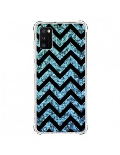 Coque Samsung Galaxy A41 Chevron Aqua Sparkle Triangle...