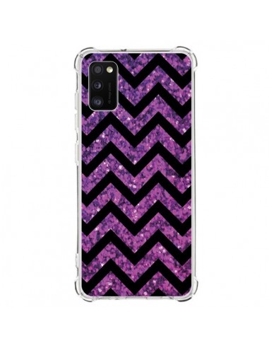 Coque Samsung Galaxy A41 Chevron Purple Sparkle Triangle Azteque - Mary Nesrala