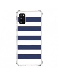 Coque Samsung Galaxy A41 Bandes Marinières Bleu Blanc...