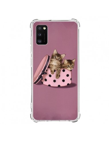 Coque Samsung Galaxy A41 Chaton Chat Kitten Boite Pois - Maryline Cazenave