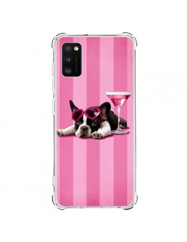 Coque Samsung Galaxy A41 Chien Dog Cocktail Lunettes Coeur Rose - Maryline Cazenave