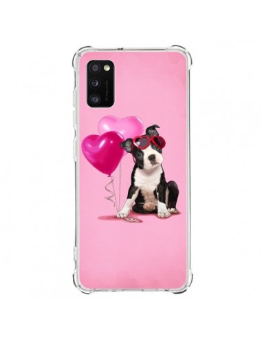 Coque Samsung Galaxy A41 Chien Dog Ballon Lunettes Coeur Rose - Maryline Cazenave