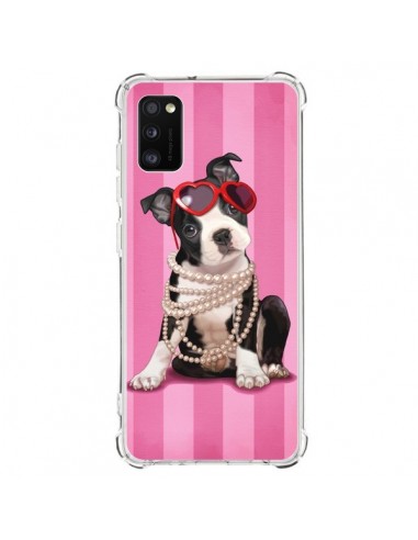 Coque Samsung Galaxy A41 Chien Dog Fashion Collier Perles Lunettes Coeur - Maryline Cazenave