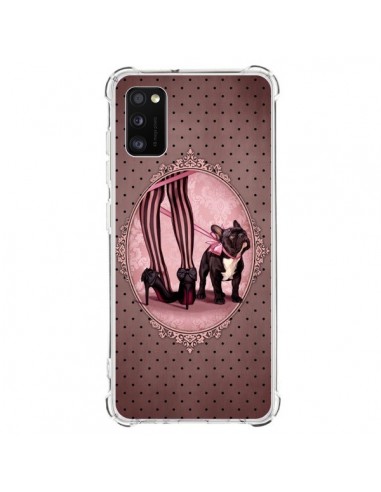 Coque Samsung Galaxy A41 Lady Jambes Chien Dog Rose Pois Noir - Maryline Cazenave