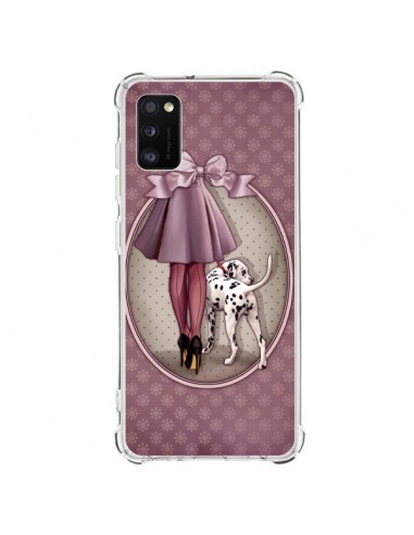 Coque Samsung Galaxy A41 Lady Chien Dog Dalmatien Robe Pois - Maryline Cazenave