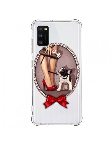 Coque Samsung Galaxy A41 Lady Jambes Chien Bulldog Dog Pois Noeud Papillon Transparente - Maryline Cazenave