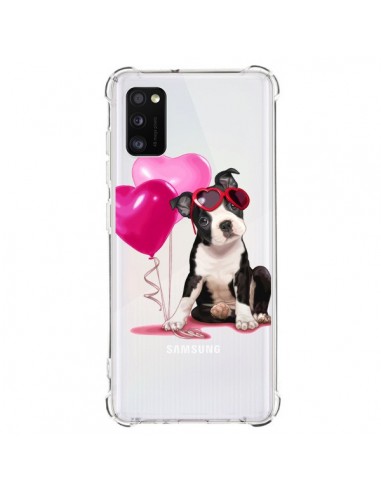 Coque Samsung Galaxy A41 Chien Dog Ballon Lunettes Coeur Rose Transparente - Maryline Cazenave