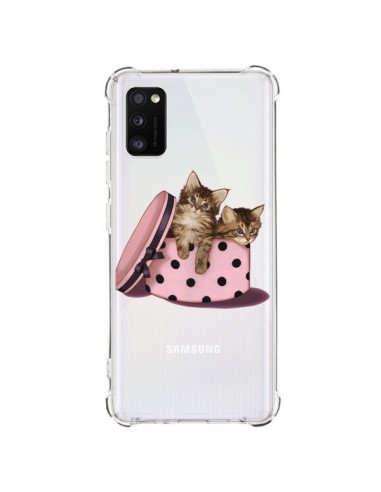 Coque Samsung Galaxy A41 Chaton Chat Kitten Boite Pois Transparente - Maryline Cazenave
