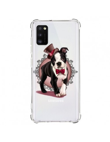 Coque Samsung Galaxy A41 Chien Bulldog Dog Gentleman Noeud Papillon Chapeau Transparente - Maryline Cazenave