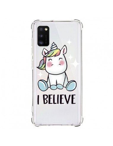 Coque Samsung Galaxy A41 Licorne I Believe Transparente - Maryline Cazenave